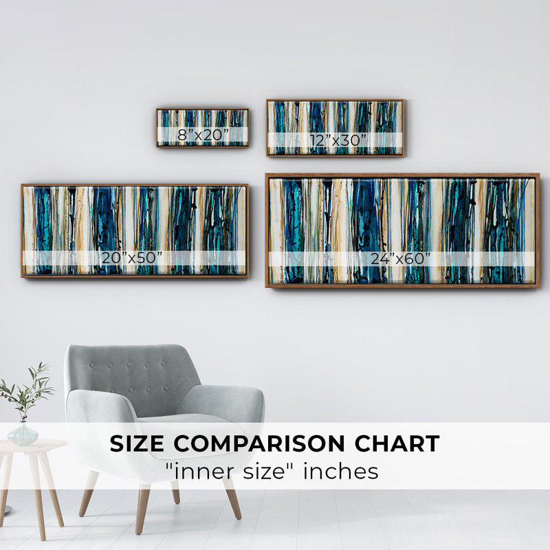 Blue Streaks- Framed Canvas, 20" H x 50" W