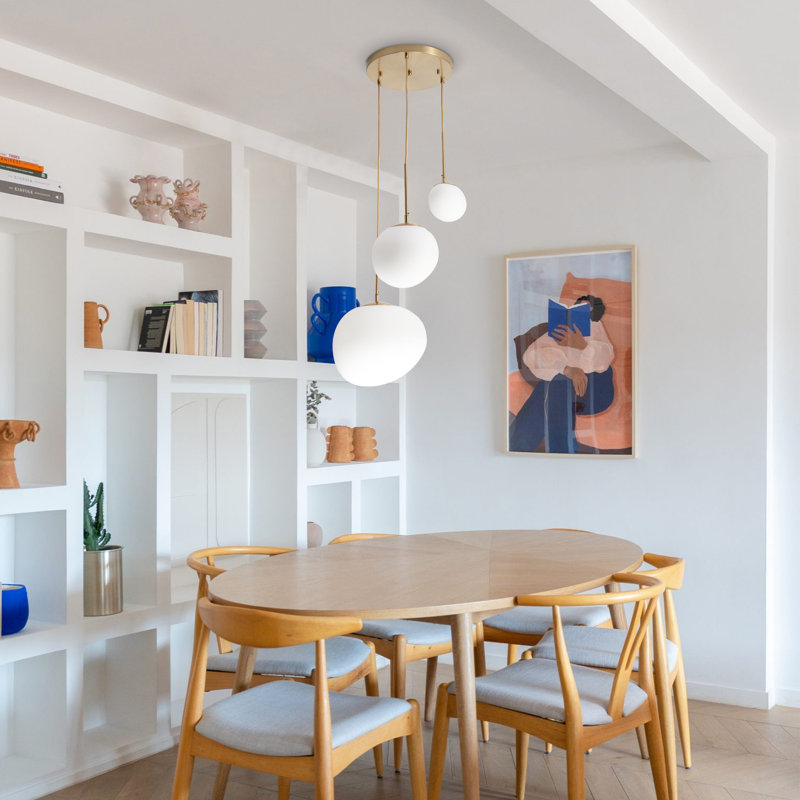 Modern Frosted White Glass Globe Cluster Pendant Light