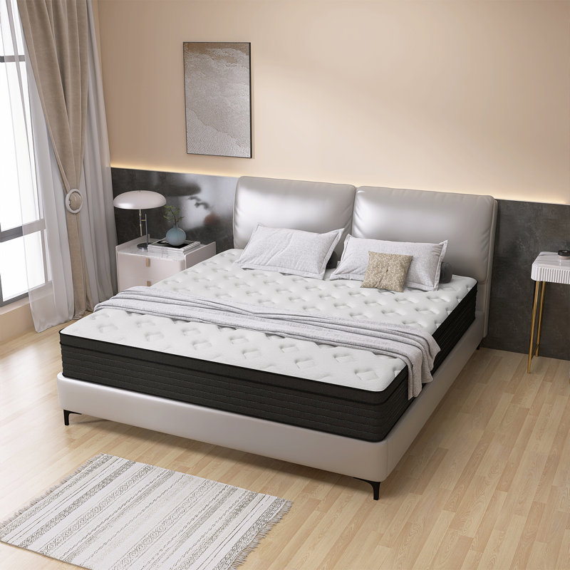 Matelas hybride à ressorts ensachés de 8 po / 10 po / 12 po / 14 po avec mousse certifiée CertiPUR-US, Grand lit