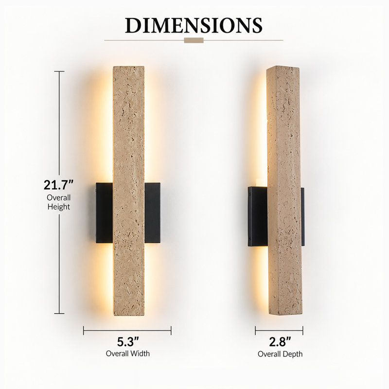 Organic Modern 21.7" Natural Travertine Integrated LED Architectural Wall Sconce