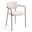 Ensemble de 2 chaises de salle à manger en tissu tissé délavé beige avec accoudoirs et pieds en fer Bernard