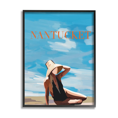 «Nantucket Summer Beach Girl», art mural texturé giclée par Amelia Noyes_aq-433