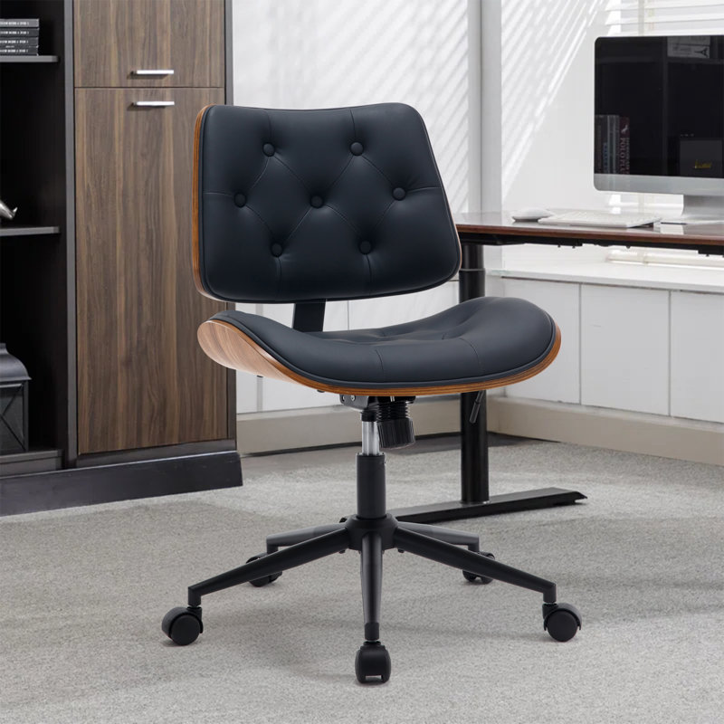 Crosslin Faux Leather Rotation Task Chair, Black