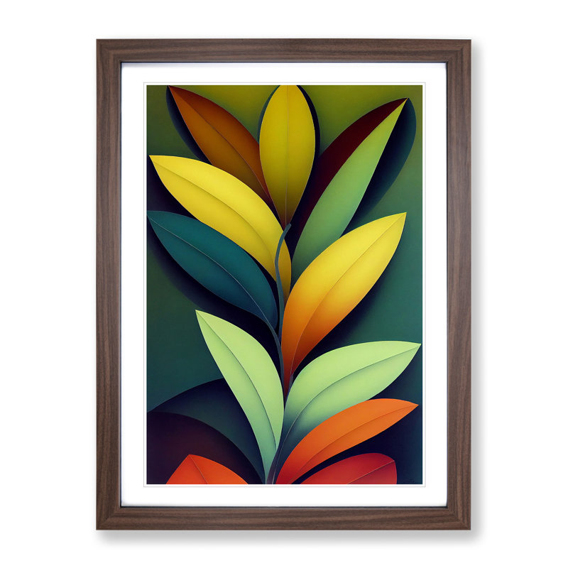 XV1022-2583X Lively Leaves - Single Picture Frame Print, 46cm H x 34cm W x 2cm D, Walnut