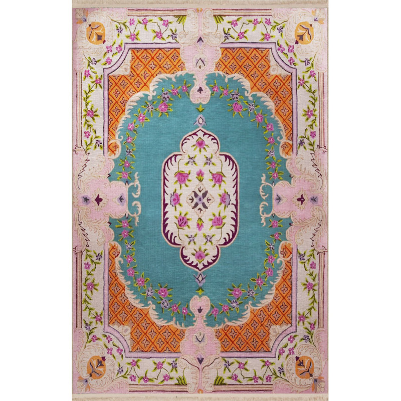 Tapis orange lavable décoratif à motifs traditionnels orange, Tapis de couloir 3 pi 3 po x 6 pi 7 po inclus
