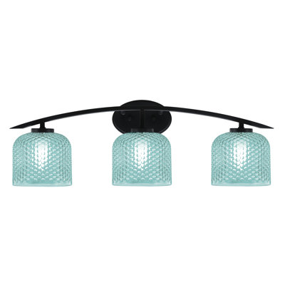 Kurve 3 Light Bath Bar With 6" Textured Glass