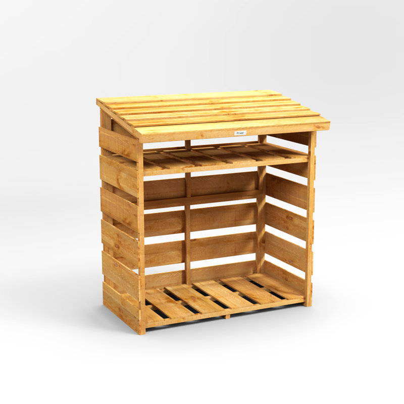 Powersheds 4 x 2ft Timber Log Store with Shelving