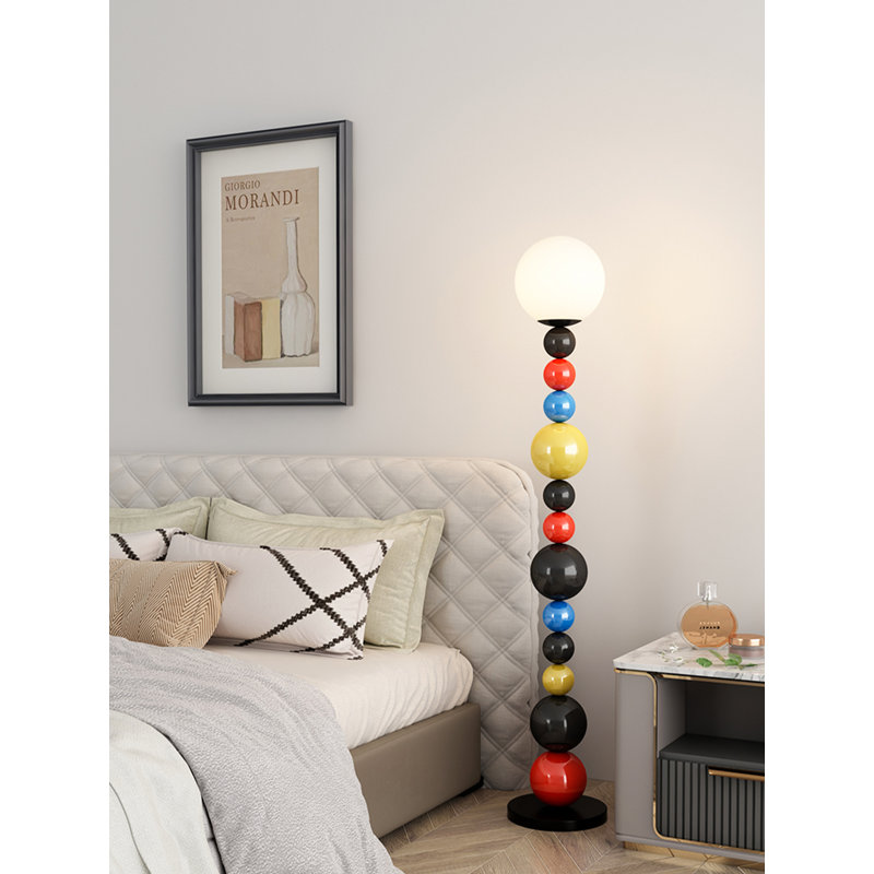 Lampe sur pied moderne minimaliste en métal et verre, Rouge