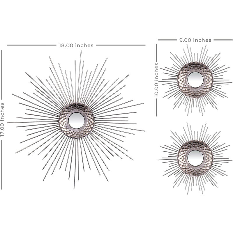 Modern Set of 3 Silver Starburst Wall Décor