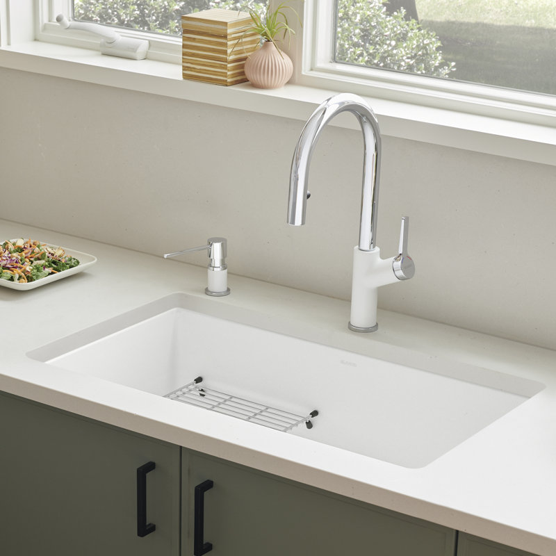 Precis SILGRANIT 30" L X 18" W Undermount Kitchen Sink, Cinder