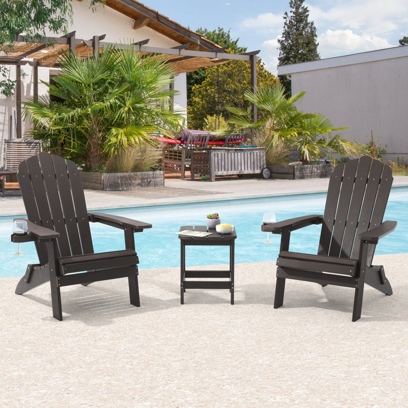Ensemble de 2 chaises Adirondack pliantes Aeralyn, Brun