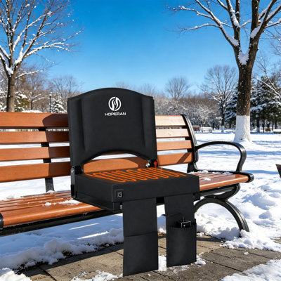 Heated Stadium Seat With Back Support, Usb Powered Bleacher Chair With 3 Heat Levels (Up To 130°F), 400 Lbs Capacity, Folding 600D Oxford Stadium Cushion With Shoulder Strap & Storage Pockets
