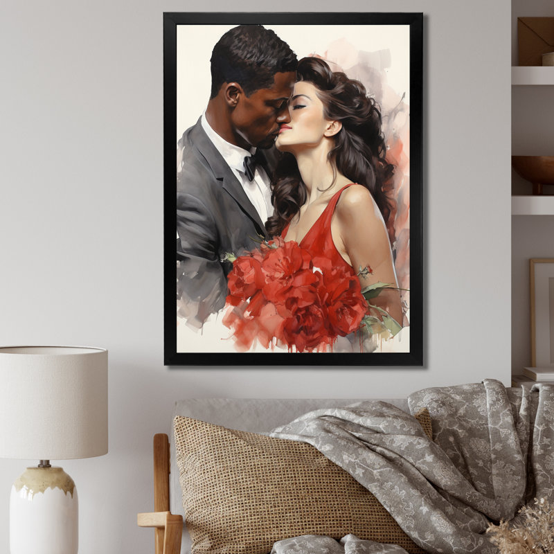 Couple de mariage Beauté intemporelle I, H 32 po x l 16 po x P 1 po, Cadre simple noir