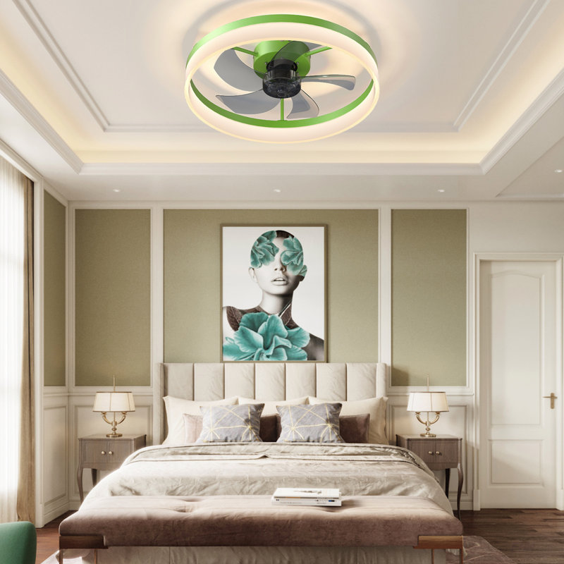 Ventilateurs de plafond avec lumières à DEL à intensité variable Installation intégrée de minces ventilateurs de plafond modernes, 6 options de vitesse