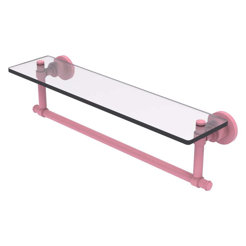 Tablette-lavabo en verre avec barre à serviettes intégrée Washington Square Collection, H 4 po x l 24 po x P 5 po, Rose