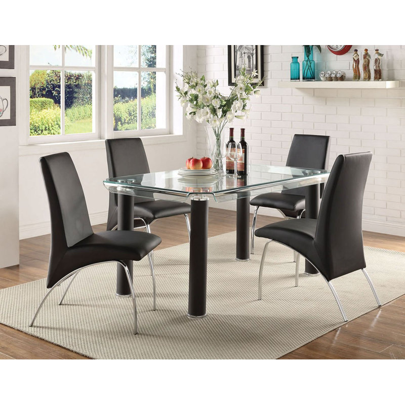 Ensemble de 2 chaises d'appoint rembourrées en similicuir noir et chrome