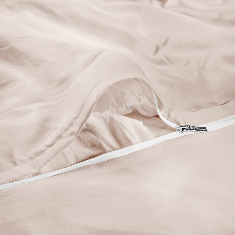 Ensemble de housse de couette en microfibre Chanasya, Housse de couette pour très grand lit et 2 taies , Beige