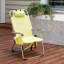 Détendez-vous confortablement avec cette chaise de plage haute, dotée d'une structure robuste en aluminium et d'un tissu en polyester 600D jaune soleil.