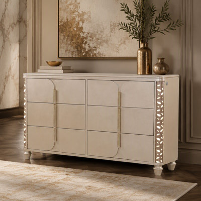 Cinderella Traditional Style Beige Wood Dresser with LED Accents (Mirror not included)
