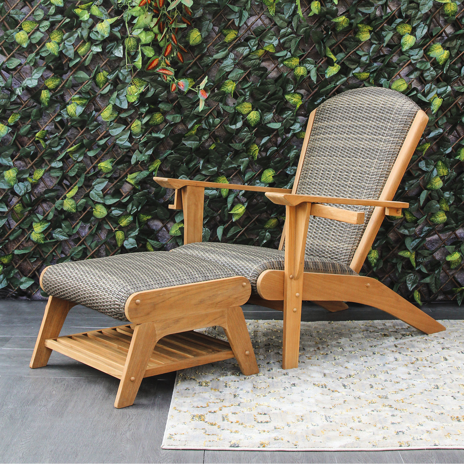 Watkins Teak Outdoor Ottoman with Cushion