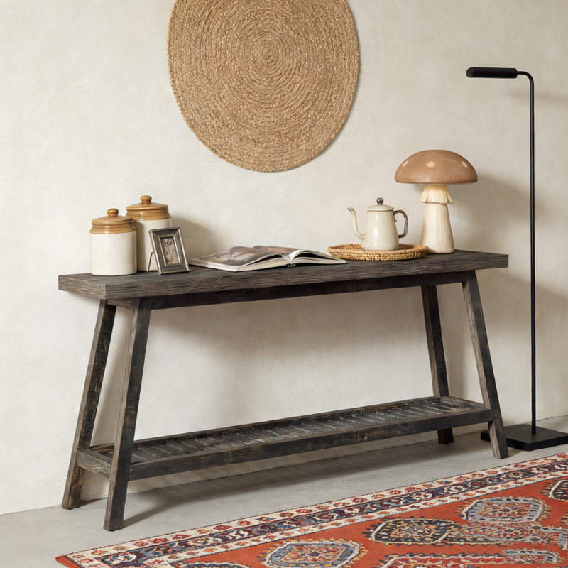 Farmhouse Entryway Table 2-Tier Sofa Table, Gray