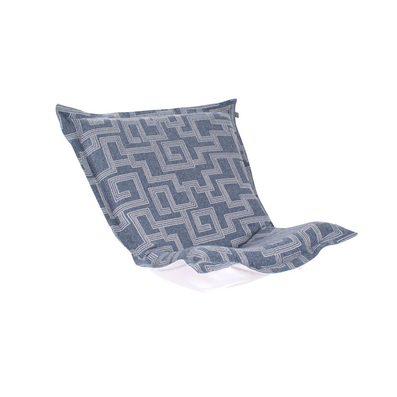 Zini Indoor/Outdoor Puff Scroll Chair Syros Natural Cover Only, Blue