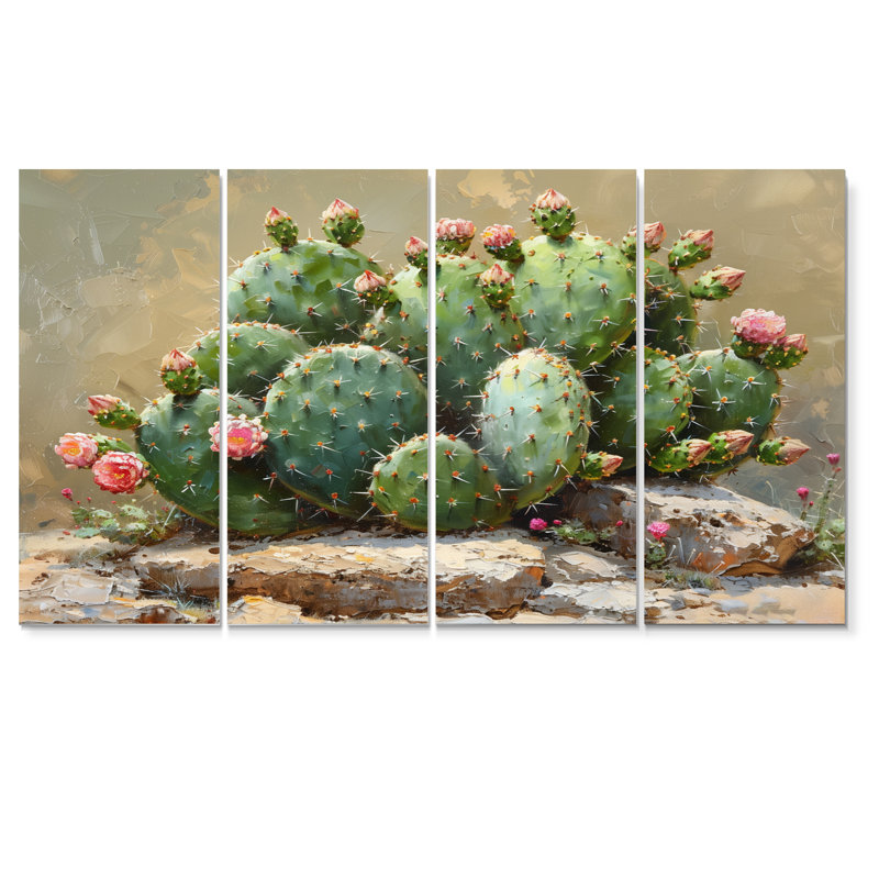Shoshana - ensemble de reproduction d'art mural cactus floral, H 28 po x l 48 po