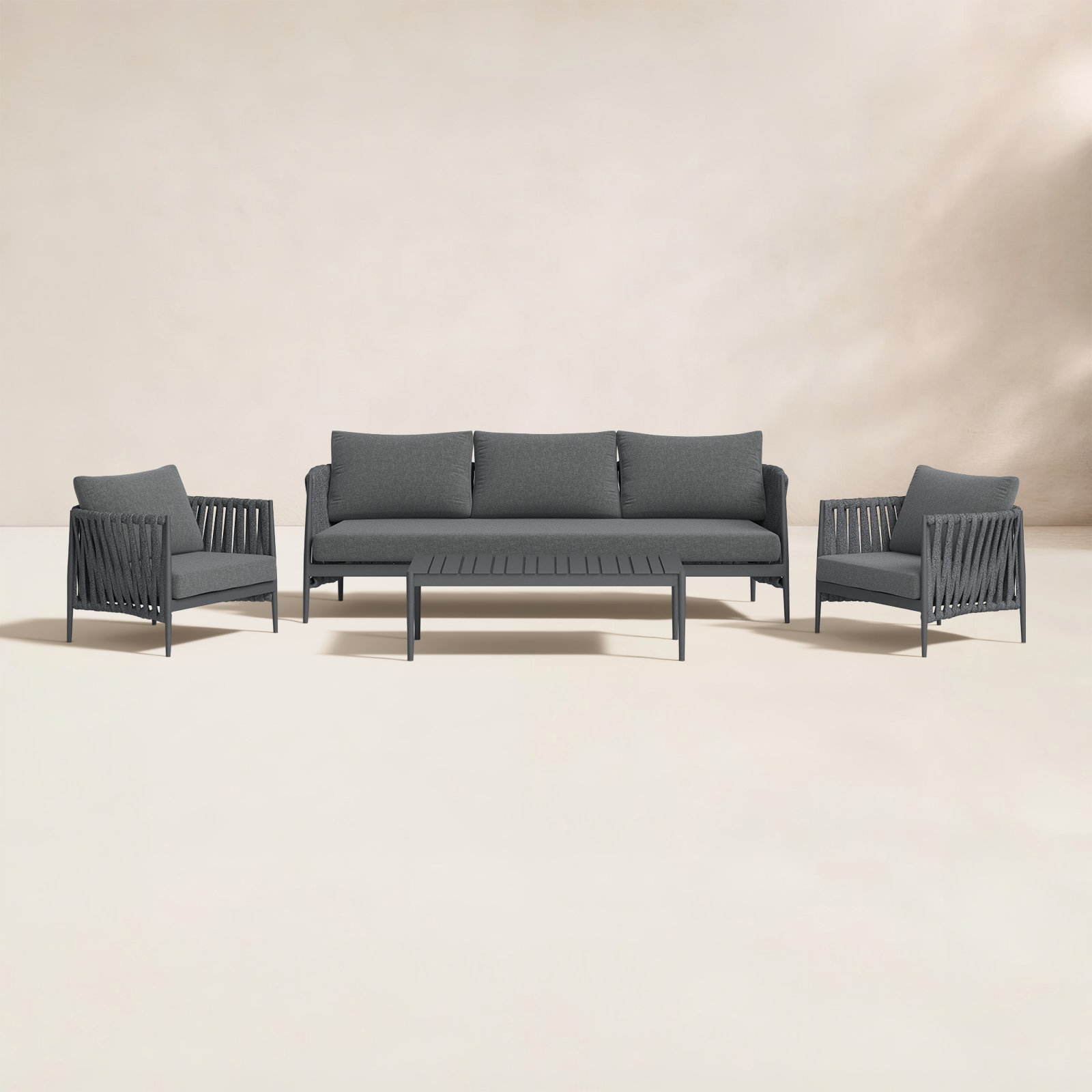 Zeke 4-Person Complete Patio Set, Gray