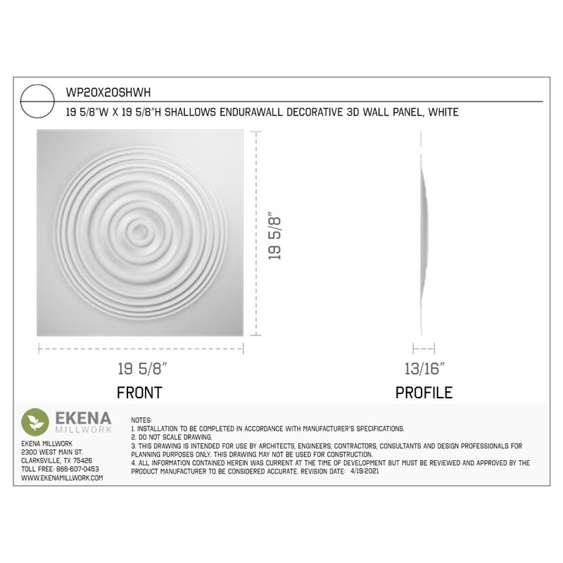 Panneau mural 3D 19,625 "x 19,625" en blanc (paquet de 50)