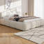 Structure de lit tapissier Cocoon, tête de lit et pied de lit en tissu Boucle, conception de base en forme de bloc, aucun sommier nécessaire, centre de chambre moderne (blanc)-1322093323-1322093322