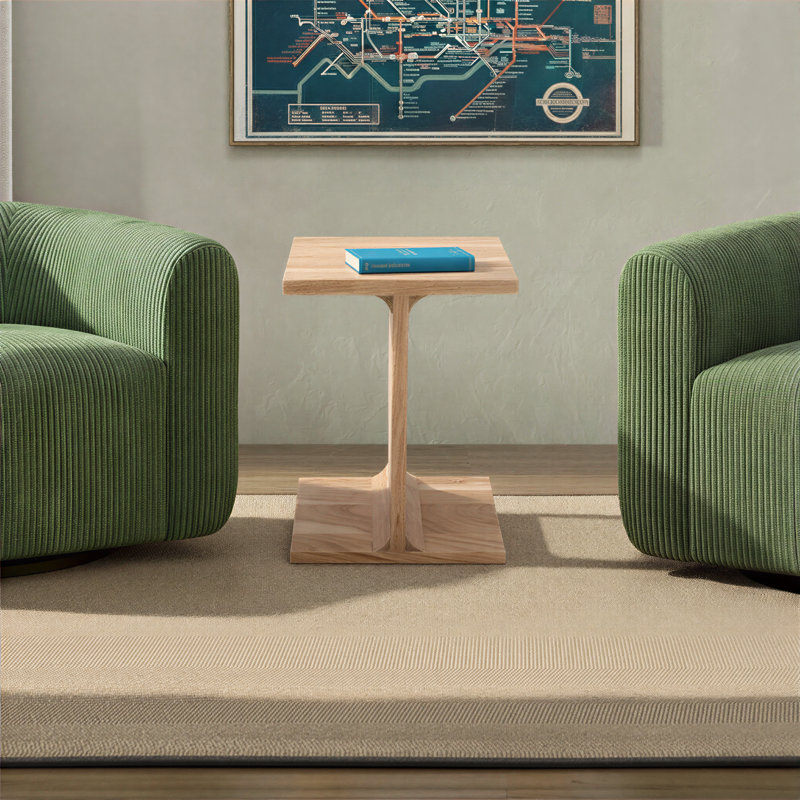 Table d'appoint moderne en bois massif Gundars, Marron clair