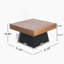 Table basse moderne carrée 31,5 po pour le salon, plateau en grain de bois brun et base noire, table d'appoint de style maison de campagne de style Mid-Century
