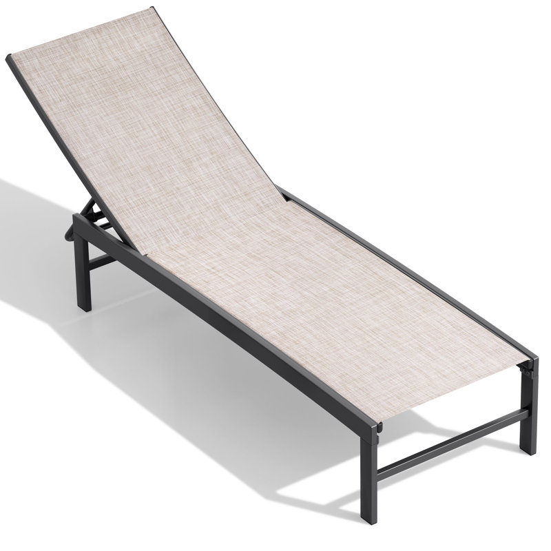  Chaise longue d'extérieur / de patio Antrea avec dossier inclinable réglable, Beige