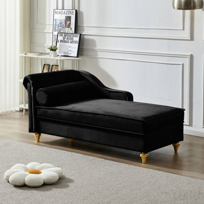 Chaise longue moderne avec revêtement en velours (noir)