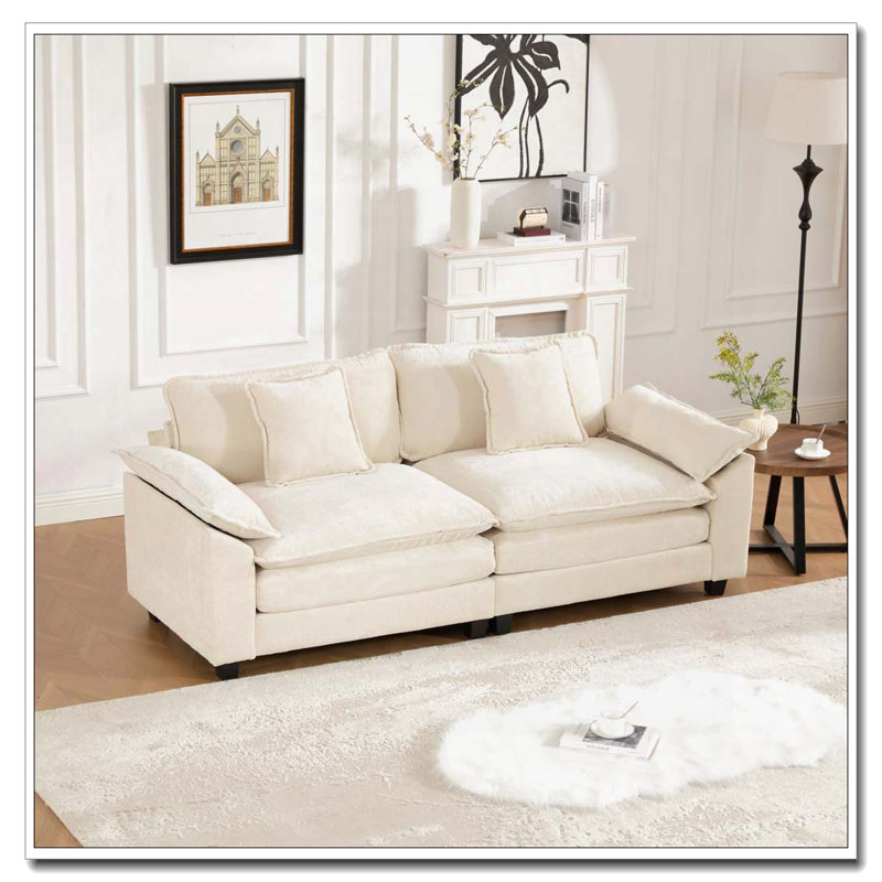 Canapé en chenille 2 places, Beige