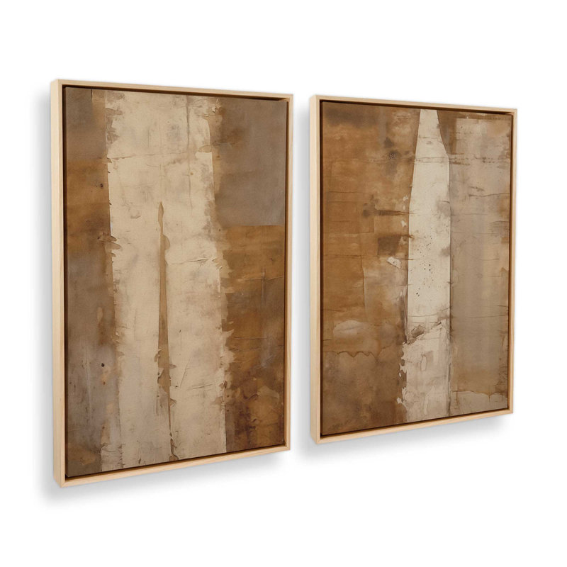 Ensemble de 2 impressions sur toile Sienna, Cadre américain en érable flottant, H 12,75 po x l 17,5 po x P 1,75 po