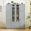 Grand garde-manger moderne avec 6 portes, armoire de rangement l 53,2 po x l 17,7 po avec tiroirs, tablettes réglables, plateaux coulissants et support à vin pour la salle à manger, vert-847164746