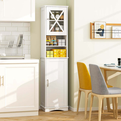 Armoire de rangement autoportante de 67 po de hauteur avec 5 tablettes réglables