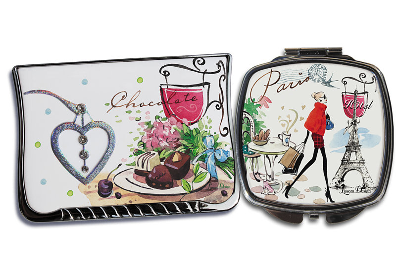 Paris and Chocolate 2 Compact Mirror Set