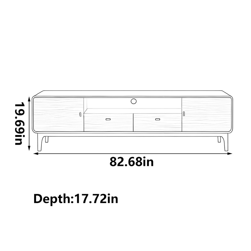 Meuble télé en bois de noyer noir, 82.68"