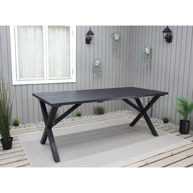 Edgerton Rectangular Pine Outdoor Dining Table , cm W cm D, 74cm H x 190cm W x 86cm D, Dark Coffee