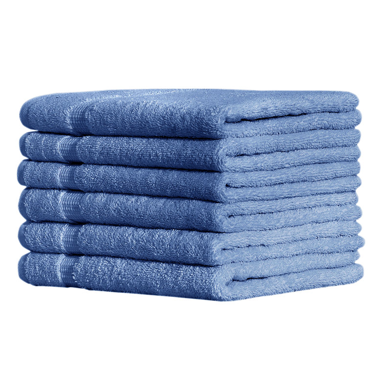 Agathon Turkish Cotton Hand Towels - Fast-Drying, Ultra Plush Bathroom Towels, Set of 6, Blue