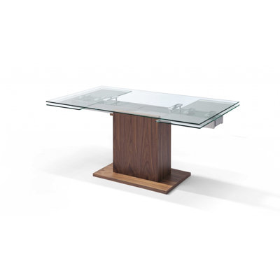 Akber 35 " Extendable Rectangular Glass Top Dining Table