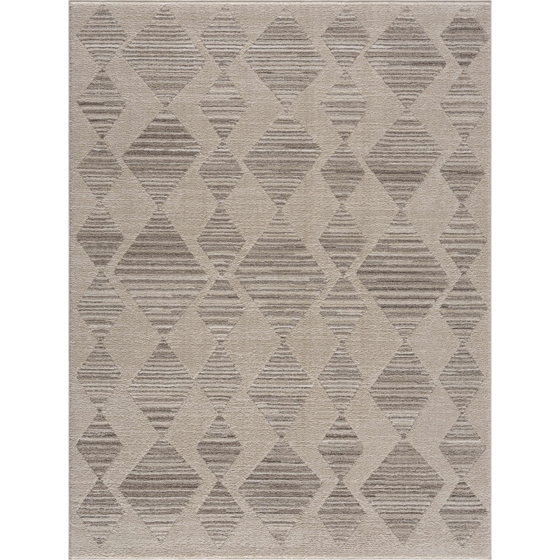 Tapis beige à motif géométrique Bunns, Rectangle 5 pi 3 po x 7 pi