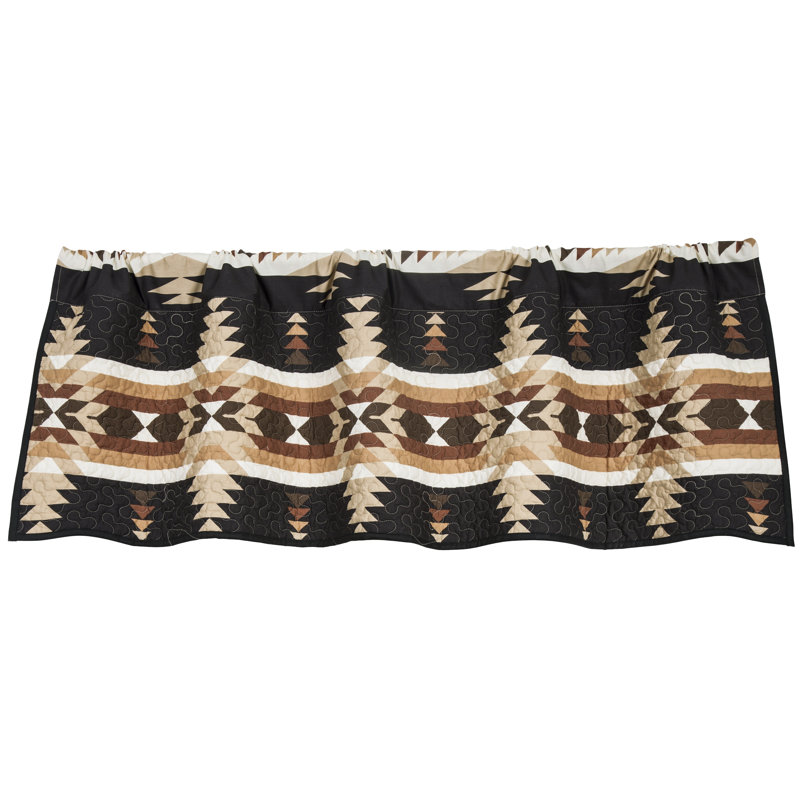 Yosemite Brown Tan White Aztec Print Cotton Rustic Window Valance