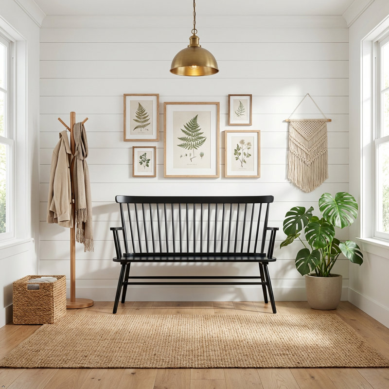 Classic Windsor Bench Black with Armrest