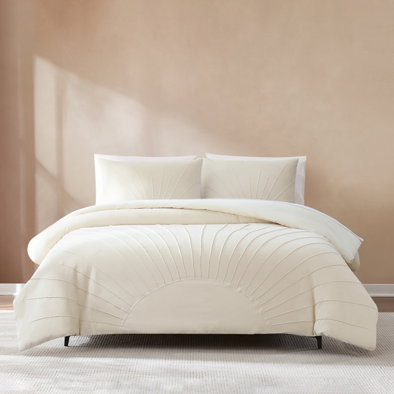 Solar Drift Velvet Cotton Comforter Set Cream 3 Piece Set King, King Comforter + 2 King Shams