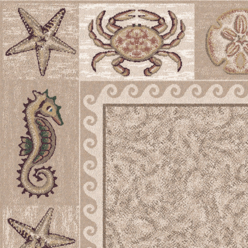Tapis de plage Lockridge Sea Life, Tapis de couloir 2 pi 1 po x 7 pi 8 po