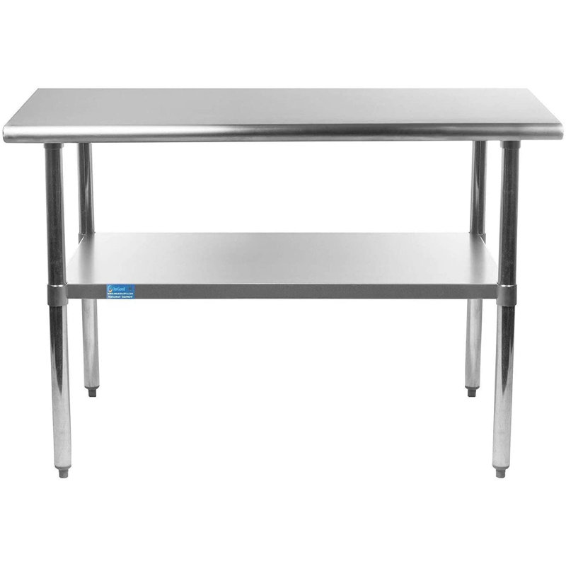 Table de préparation en acier inoxydable. Table de travail en métal de calibre 18 avec tablette inférieure. NSF
