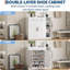 Armoire à chaussures blanche pour hall d'entrée avec portes, crochets et 3 supports ouverts - 4 tablettes de rangement réglables pour le couloir et le salon